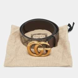 Gucci Beige/Ebony GG Supreme Canvas and Leather Double G Buckle Belt 85 CM