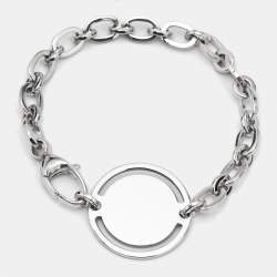 Gucci Disk Sterling Silver 925 Link Bracelet 17