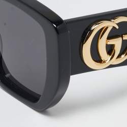 Pre Owned Gucci Black GG0956S Double G Square Sunglasses