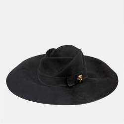 Gucci Black Rabbit Felt Wide Brim Hat M