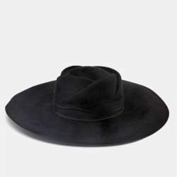 Gucci Black Rabbit Felt Wide Brim Hat M