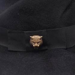 Gucci Black Rabbit Felt Wide Brim Hat M