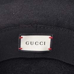 Gucci Black Rabbit Felt Wide Brim Hat M
