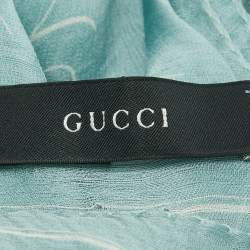 Gucci Blue Printed Silk Square Scarf 