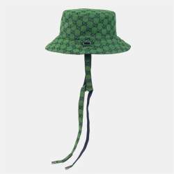 Gucci Green GG Canvas Reversible Self-Tie Bucket Hat 
