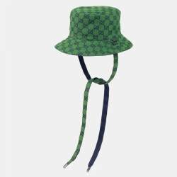 Gucci Green GG Canvas Reversible Self-Tie Bucket Hat 