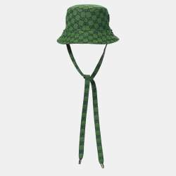 Gucci Green GG Canvas Reversible Self-Tie Bucket Hat 