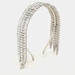 Gucci Silver Tone Metal and Crystal Embellishment Headband
