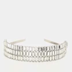 Gucci Silver Tone Metal and Crystal Embellishment Headband