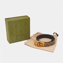 Gucci Beige GG Supreme Canvas and Leather GG Marmont Reversible Belt 85CM