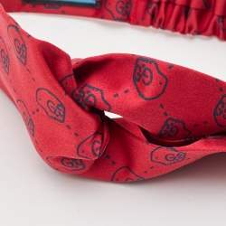 Pre Owned Gucci Red GG Hamlet Silk Duchesse Headband