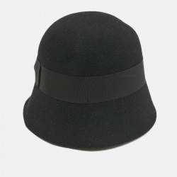 Pre Owned Gucci Black Rabbit Felt GG Bucket Hat M
