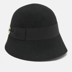 Pre Owned Gucci Black Rabbit Felt GG Bucket Hat M
