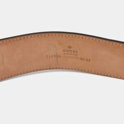 Gucci Black GG Imprime Canvas Lovely Heart Buckle Belt 80 CM