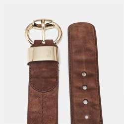 مملوكة مسبقًا حزام غوتشي سموة بني إبزيم عريض مقاس 95 سم