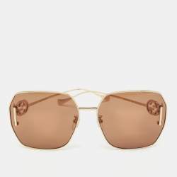 Gucci Brown/Gold Tone GG1207SA Interlocking G Oversized Sunglasses