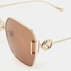 Gucci Brown/Gold Tone GG1207SA Interlocking G Oversized Sunglasses