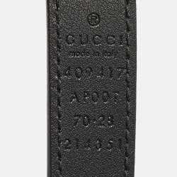 Pre Owned Gucci Black Leather GG Marmont Slim Belt 70CM