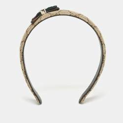 Gucci Brown Logo Canvas Bow Detail Head Band