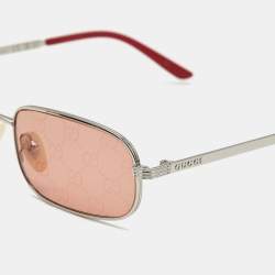 Gucci Red/Silver Tone GG1457S Rectangle Sunglasses