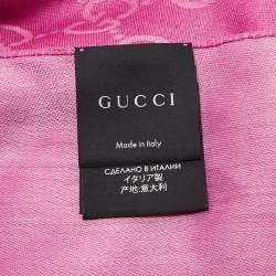مملوكة مسبقًا Gucci Pink GG Supreme Jacquard Wool Blend Shawl