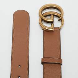 Gucci Tan Leather GG Marmont Buckle Belt 70 CM