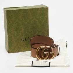 Gucci Tan Leather GG Marmont Buckle Belt 70 CM