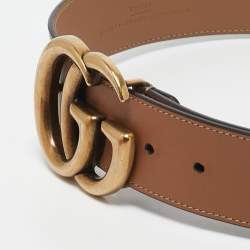 Gucci Tan Leather GG Marmont Buckle Belt 70 CM