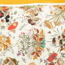 Gucci x Disney Yellow/Ivory Printed Silk Square Scarf