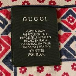 Gucci Red/Blue Plainmetric Silk Square Scarf/Pocket Square