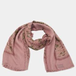 Gucci Pink GG Arabesque Modal Square Scarf 