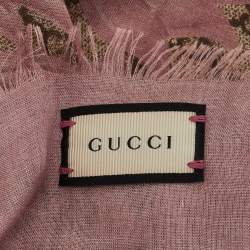 Gucci Pink GG Arabesque Modal Square Scarf 