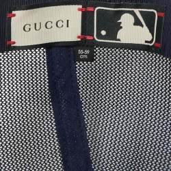 Pre Owned Gucci x NY Yankees Navy Blue GG Floral Applique Baseball Cap M