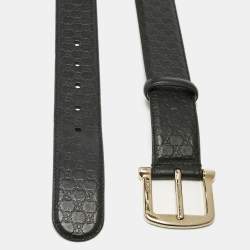 Gucci Black Microguccissima Leather Buckle Belt 80CM
