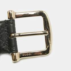 Gucci Black Microguccissima Leather Buckle Belt 80CM