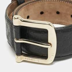 Gucci Black Microguccissima Leather Buckle Belt 80CM