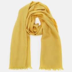Gucci Yellow GG Jacquard Silk Blend Scarf
