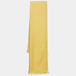 Gucci Yellow GG Jacquard Silk Blend Scarf