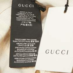 Gucci Beige Stamp Print Linen Blend Baseball Cap M