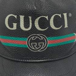 Gucci Black Vintage Logo Leather and Mesh Baseball Cap S