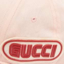 Pre Owned Gucci x NY Yankees Pink Cotton Drill Patch Detail Baseball Cap M