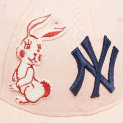 Pre Owned Gucci x NY Yankees Pink Cotton Drill Patch Detail Baseball Cap M