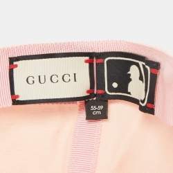 Pre Owned Gucci x NY Yankees Pink Cotton Drill Patch Detail Baseball Cap M