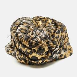 Gucci Metallic Leopard Pattern Lamé Turban Headband M