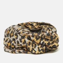 Gucci Metallic Leopard Pattern Lamé Turban Headband M