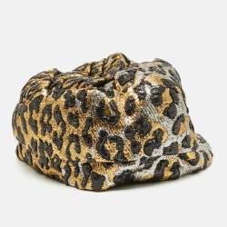 Gucci Metallic Leopard Pattern Lamé Turban Headband M