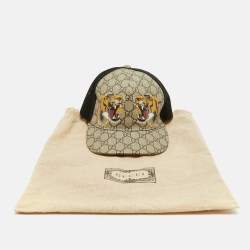 Gucci Beige/Black Tiger Print GG Supreme Canvas & Mesh Baseball Cap M