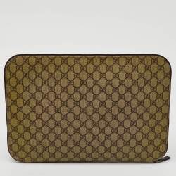 Gucci Beige/Brown GG Supreme Canvas Laptop Case