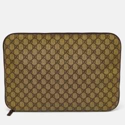 Gucci Beige/Brown GG Supreme Canvas Laptop Case