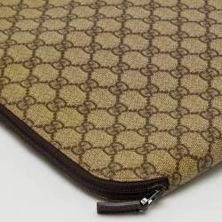 Gucci Beige/Brown GG Supreme Canvas Laptop Case